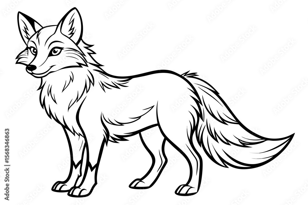 Obraz premium coloring page line art the fox black vector