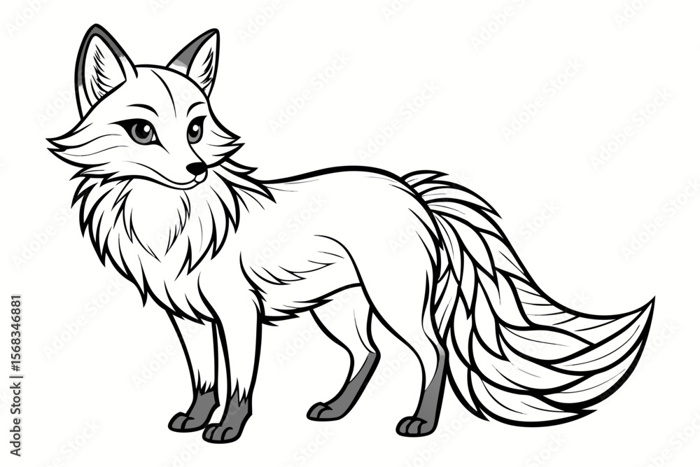 Fototapeta premium coloring page line art the fox black vector