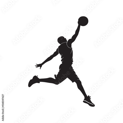 basketball slam dunk vector silhouette clip art logo design illustration