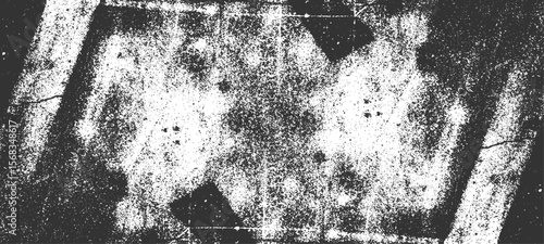 Grainy grunge photo filter background. Black particles, fibers and flecks wallpaper. Vintage rough dirt dotted overlay. Vector sandy gritty template.