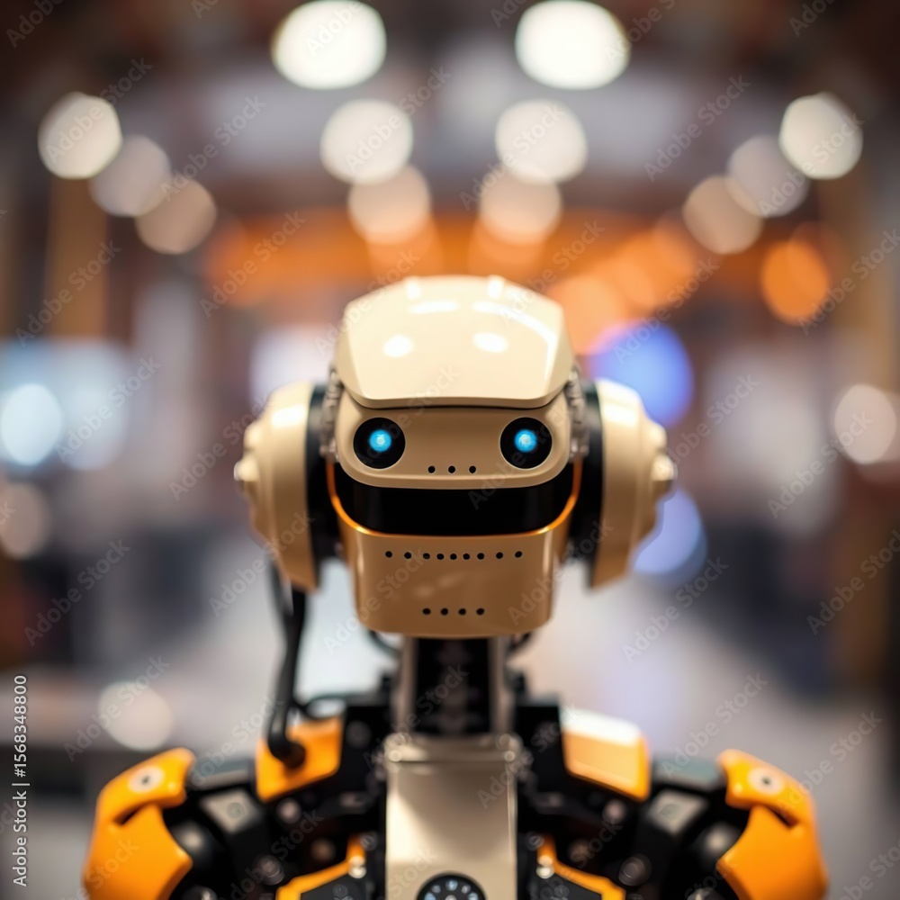 Fototapeta premium Automation robot with blurred bokeh