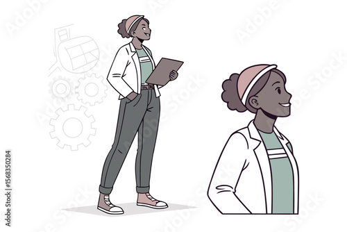 Architectural Visionary: A confident architect, poised with a blueprint, looks toward the future, ready to create visionary plans.