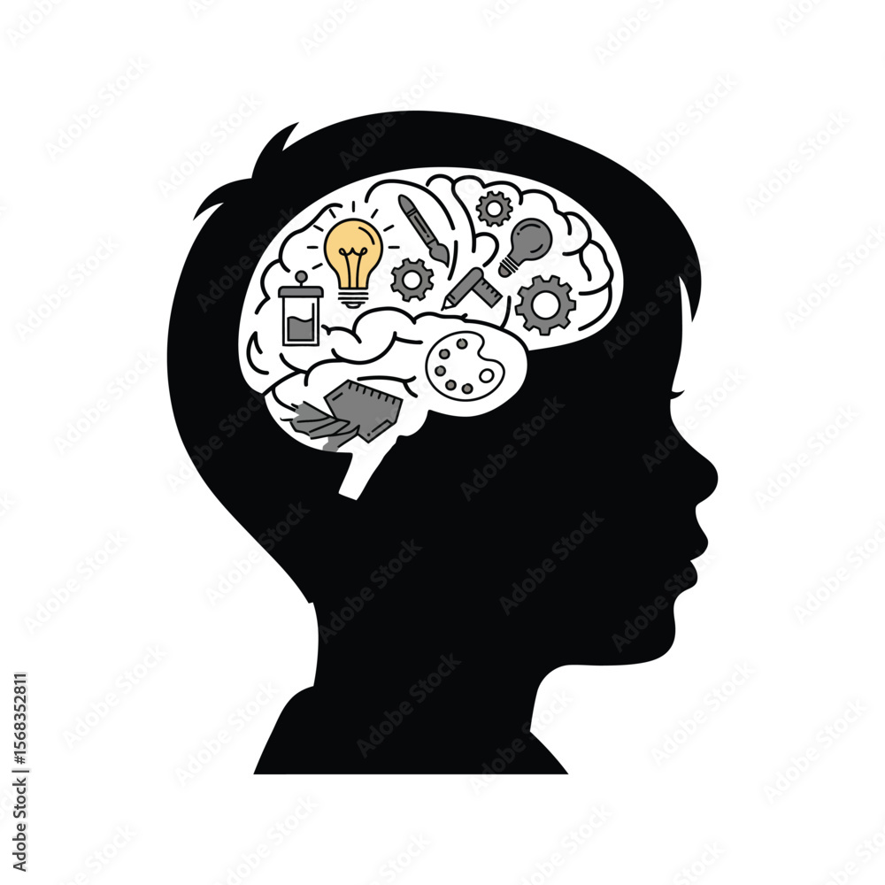 custom made wallpaper toronto digitalChilds Brain with Creativity and Innovation Icons Ideas Imagination and Learning
