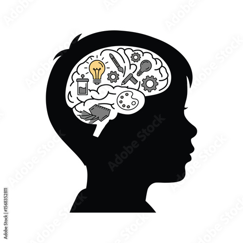 Wallpaper Mural Childs Brain with Creativity and Innovation Icons Ideas Imagination and Learning Torontodigital.ca