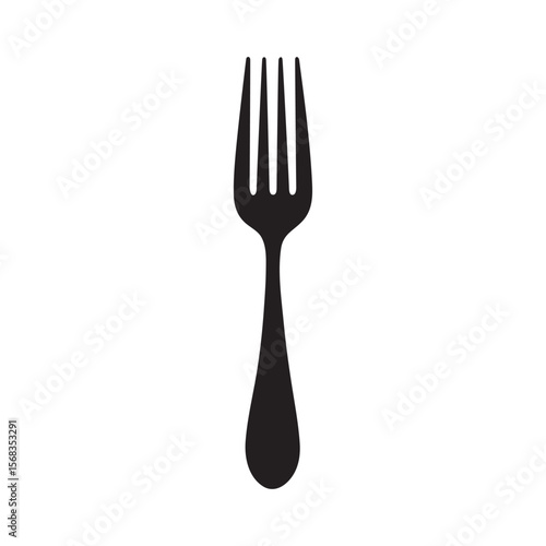 Fork spoon icon silhouette vector symbol silverware isolated on white background