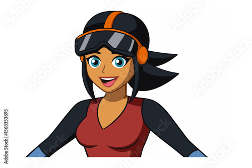 Skydiving woman illustration: A woman, the personification of exhilaration and the spirit of adventure, ready to soar in the skies.