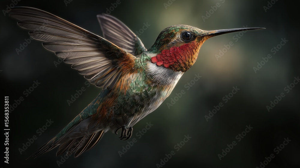 Fototapeta premium Bright hummingbird in flight