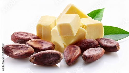 cacao butter on white background