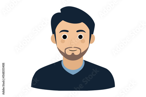 The Confident Male: This image captures a clean, professional illustration of a well-groomed man with a serious expression, perfect for portraying authority and approachability. 