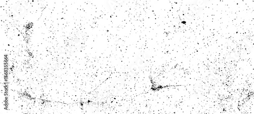Grainy grunge photo filter background. Black particles, fibers and flecks wallpaper. Vintage rough dirt dotted overlay. Vector sandy gritty template.