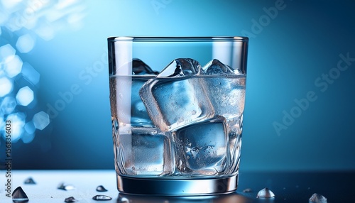 Wallpaper Mural close up of a glass filled with ice cubes and water creating a refreshing drink Torontodigital.ca