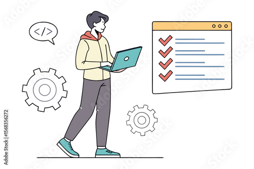 Code Wizard's Quest: A modern depiction of a coder immersed in the digital realm, crafting solutions with precision and flair, his mind ablaze with innovation. 