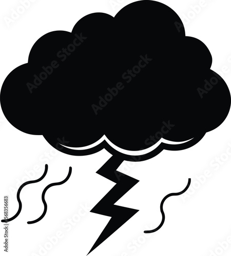 Stormy Weather Dramatic Cloud and Lightning Silhouette Illustration