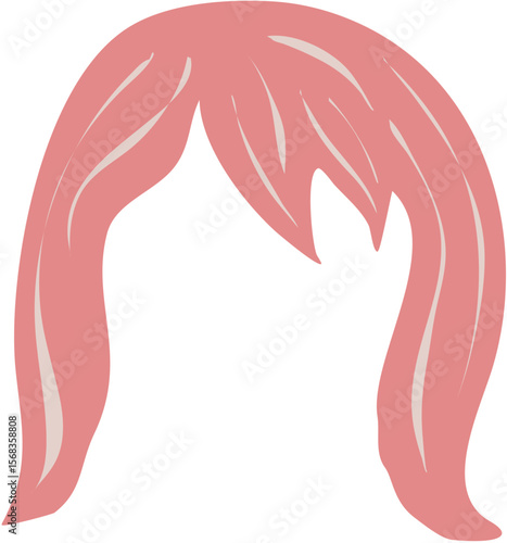 pink short hair wig illustration 