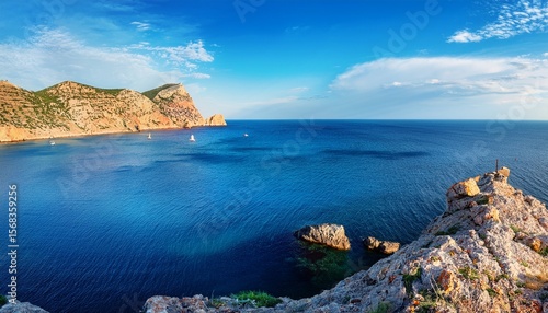 the rocky shore of cape aya balaklava neighborhood sevastopol crimean peninsula