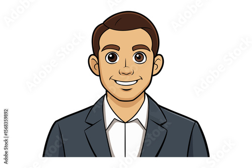 Professional Portrait: A sophisticated head and shoulders portrait of a business professional, emanating confidence and approachability. with a welcoming smile and classic attire.