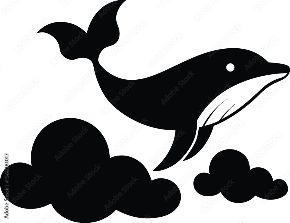 Obraz premium Whale Soaring Through Clouds A Whimsical Illustration
