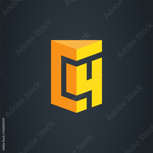 C and 4 - logotype. C4 logo. Design element or 3d icon.