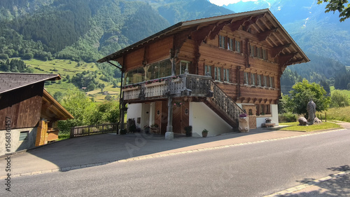 Swiss wooden house, alps