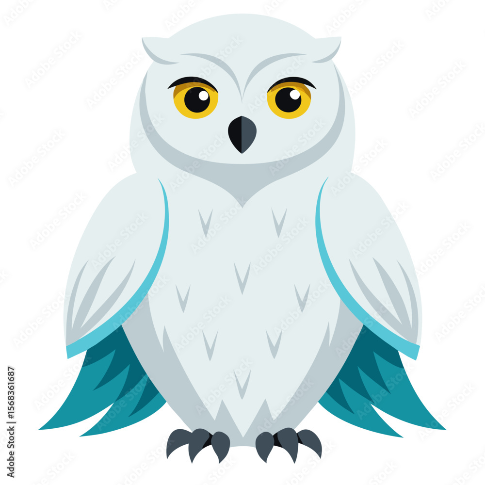 Fototapeta premium snowy owl on white background