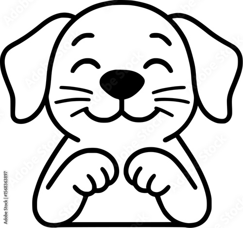 begging dog, happy, pet, smiling, illustration, vector