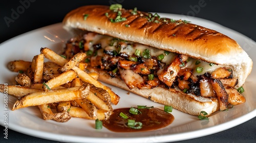 Wallpaper Mural Savoring a delicious bbq chicken hoagie restaurant food dish indoor setting close-up view comfort food delight Torontodigital.ca