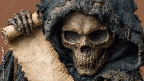 Grim Reaper Holds Scroll of Prophecy Death and Destiny