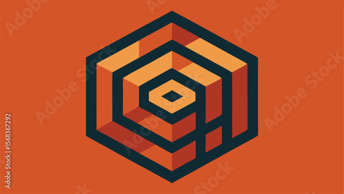 Abstract geometric design featuring three dimensional shapes with contrasting colors