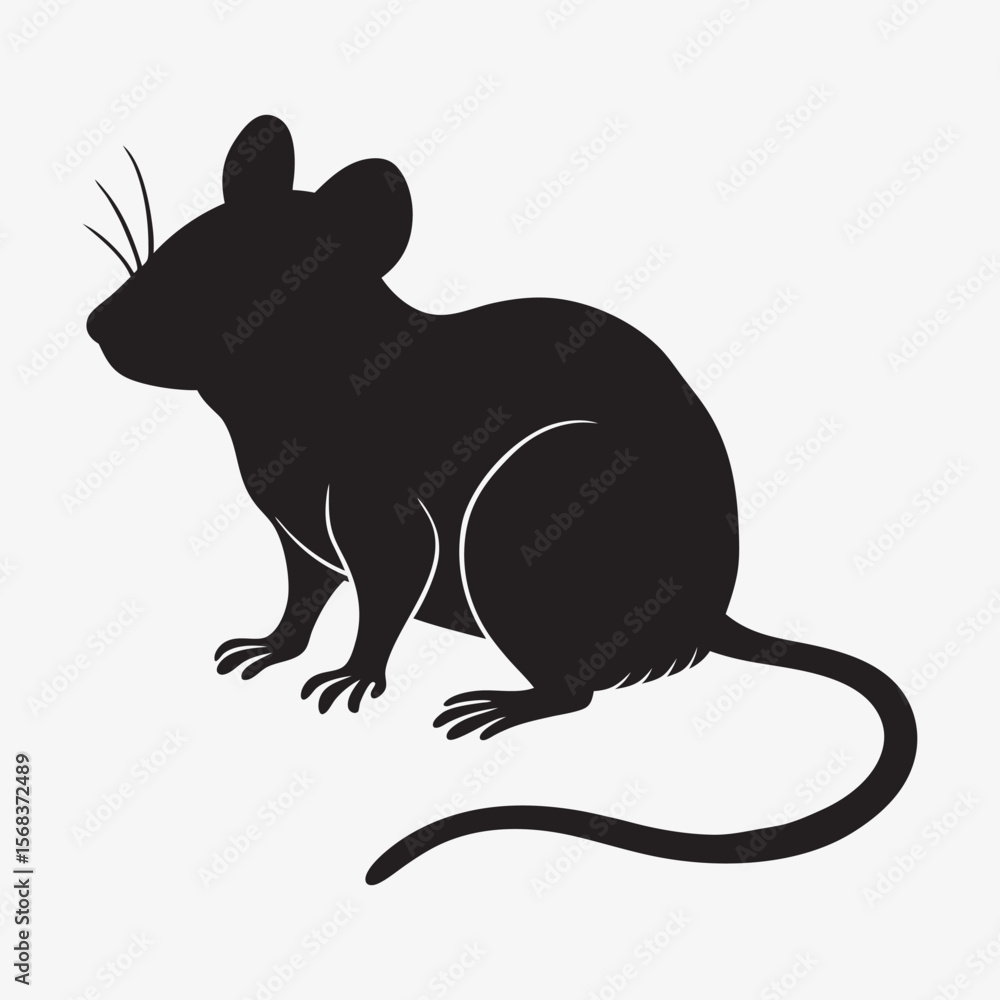 Fototapeta premium silhouette mouse on the white background