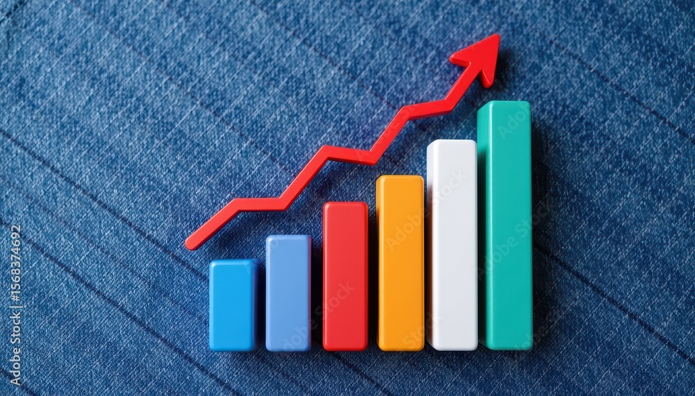 custom made wallpaper toronto digitalColorful Graph Displaying Positive Trend on Denim Background