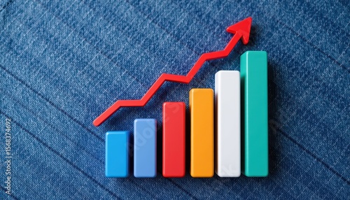 Wallpaper Mural Colorful Graph Displaying Positive Trend on Denim Background Torontodigital.ca