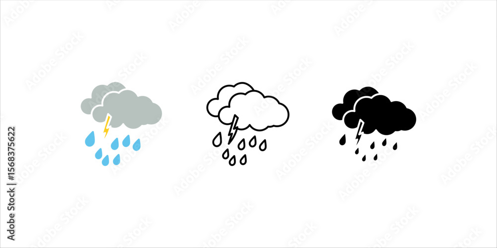 Obraz premium Weather and meteorology editable stroke outline icons set isolated on white background flat vector illustration. Pixel perfect. 64 x 64 