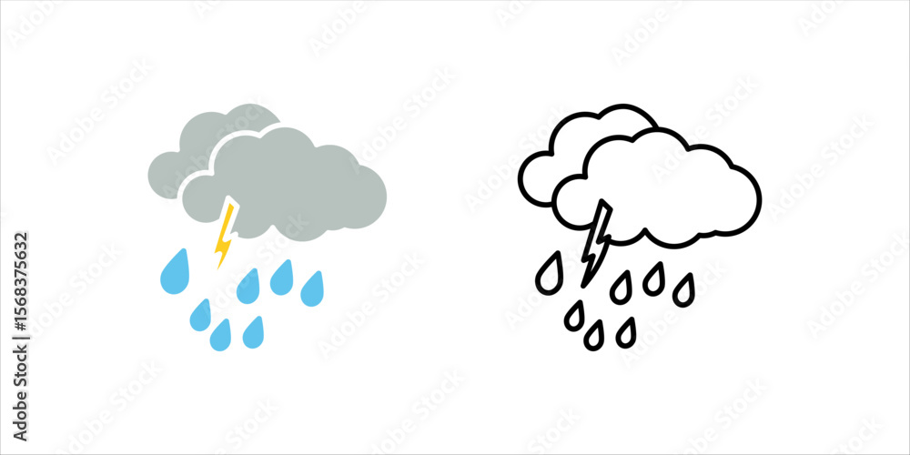 Obraz premium Weather and meteorology editable stroke outline icons set isolated on white background flat vector illustration. Pixel perfect. 64 x 64 