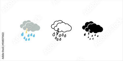 Weather and meteorology editable stroke outline icons set isolated on white background flat vector illustration. Pixel perfect. 64 x 64
