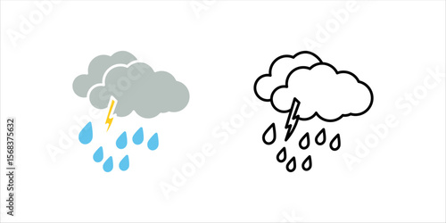 Weather and meteorology editable stroke outline icons set isolated on white background flat vector illustration. Pixel perfect. 64 x 64
