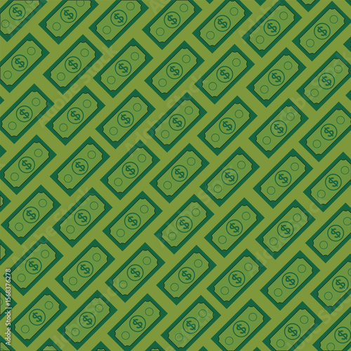 Seamless Green Dollar Bill Pattern Vector Background