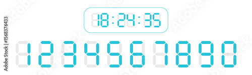 Paper Calculator, Digital Numbers and shadow design vector illustration. Digital clock numbers set.