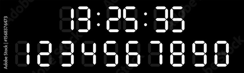 Paper Calculator, Digital Numbers and shadow design vector illustration. Digital clock numbers set.