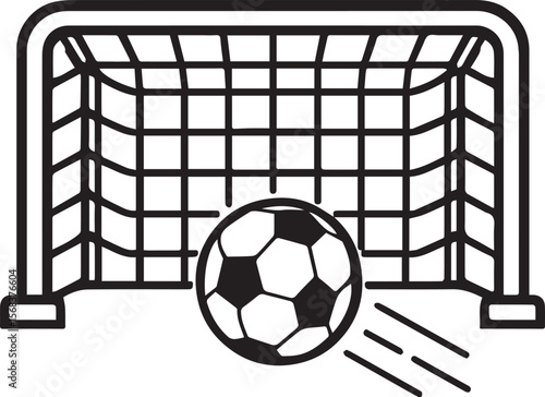 Classic Soccer Goal Icon: Black & White Vector Graphic of a Scoring Ball