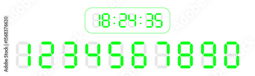 Paper Calculator, Digital Numbers and shadow design vector illustration. Digital clock numbers set.
