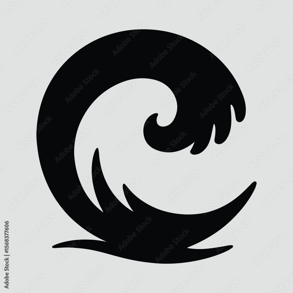 Fototapeta premium Silhouette stylized ocean wave design graphic element Vector illustration