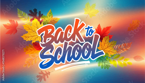 Horizontal poster or web banner in trendy style with autumn red and orange colored leaves. Back to school, college, education, study concept. Templates for ads, branding