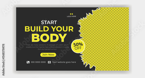 Workout hard gym offer thumbnail post design template