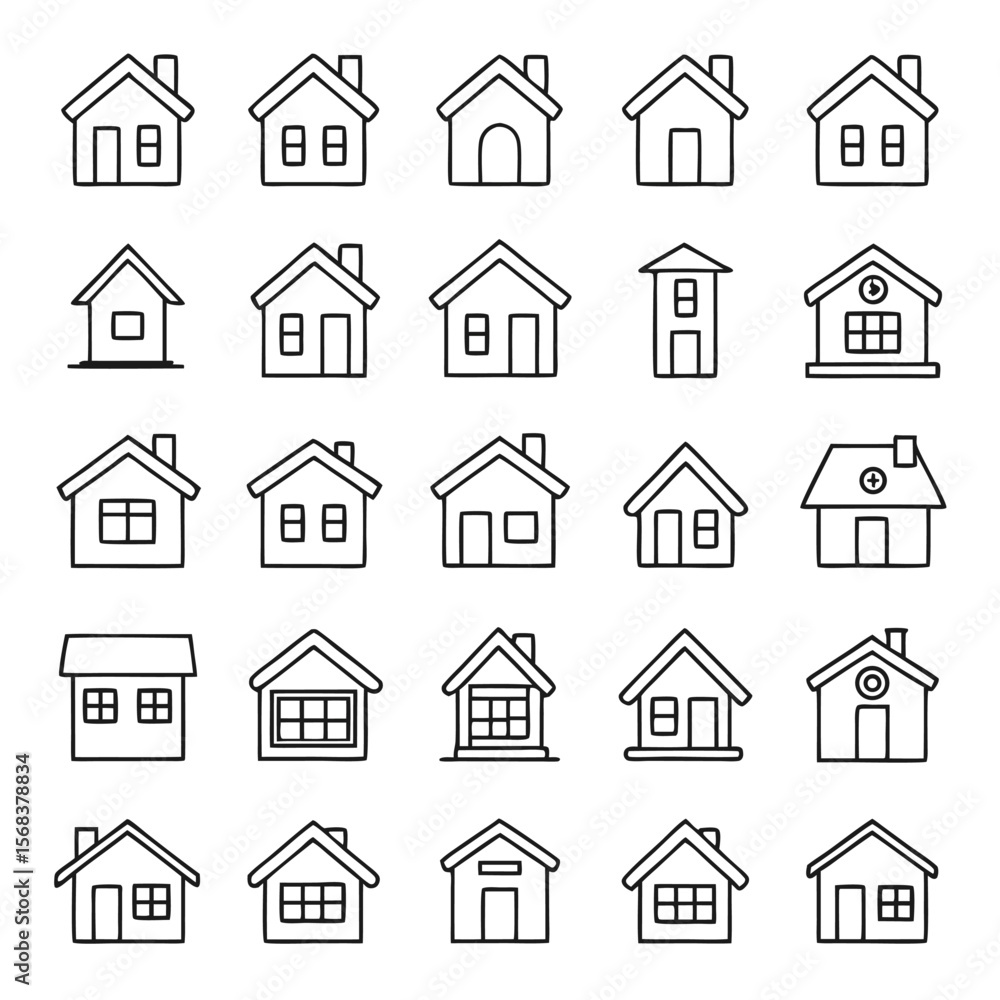 Simple house icons collection home building Simple house icons collection home building