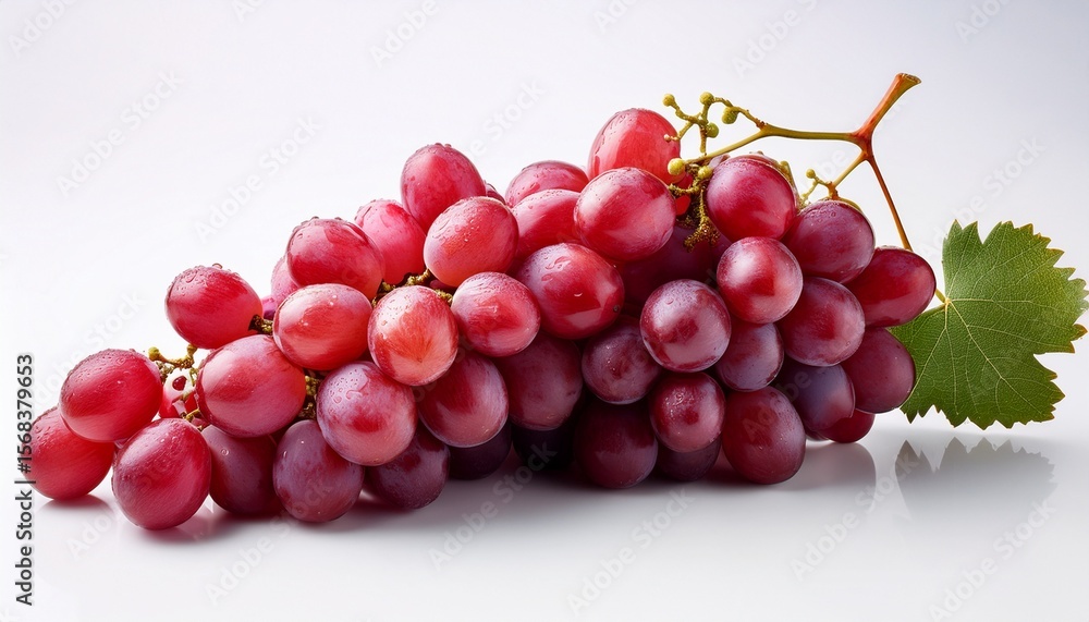 Fototapeta premium red grapes juicy clusters on white background
