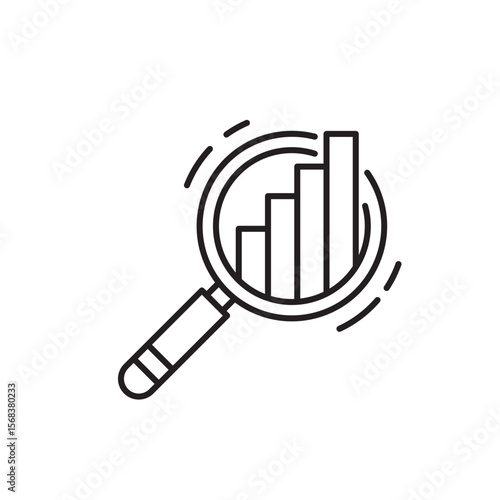 Analysis Icon, Magnifier, infographic, graph Symbol Outline icon Transparent background