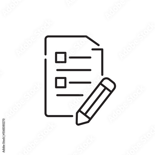 Exam icon, Checklist and Document Symbol Outline icon Transparent background