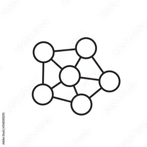 Neural network icon, AI Algorithms Symbol Outline icon Transparent background