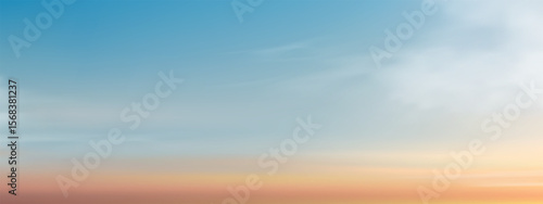Sunrise Sky in Yellow,Blue color over Sea Beach in Morning,Panoramic Sunset Sky,Cloud Background,Vector Summer Nature Orange,blue Sky on Spring,Horizontal Cartoon Autumn Landscape with sunlight,cloud