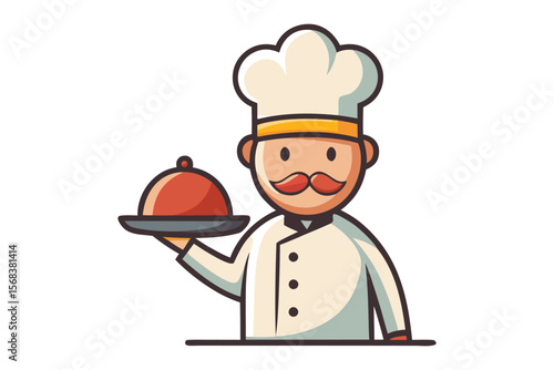 Chef with Dish Ready: A friendly chef, dressed in traditional attire, presents a delectable dish.